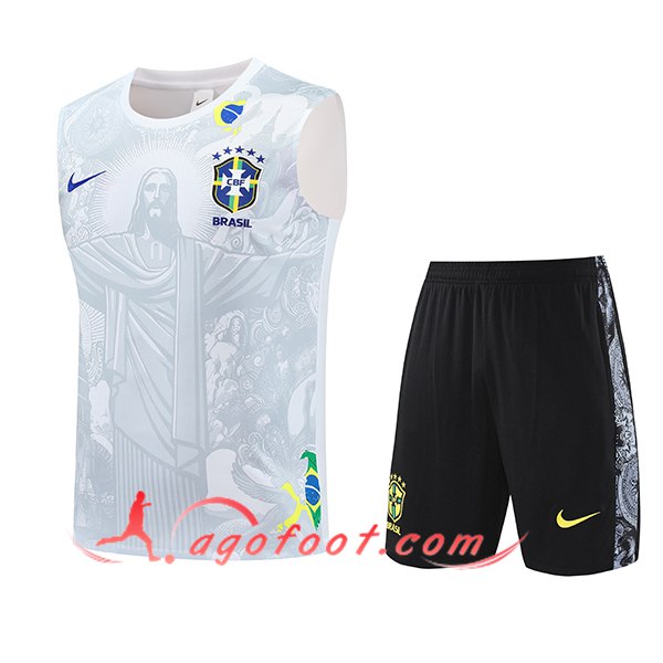 Ensemble Training Debardeur Brésil Blanc/Gris 2025/2026