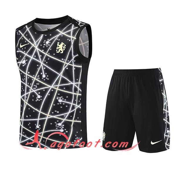 Ensemble Training Debardeurs FC Chelsea Noir/Blanc 2025/2026