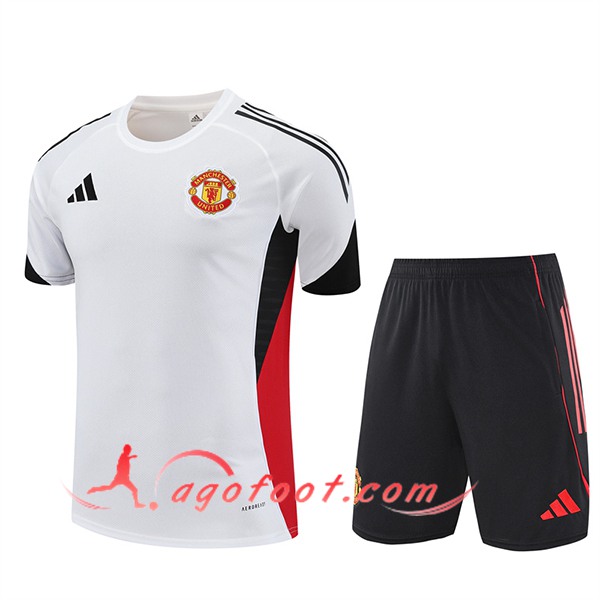 Ensemble Training T-Shirts Manchester United Blanc/Noir/Rouge 2025/2026 -02