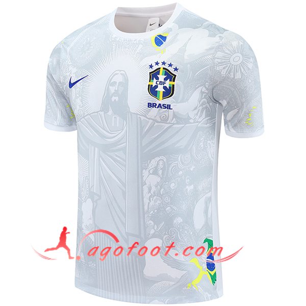 Training T-Shirts Brésil Blanc/Gris 2025/2026