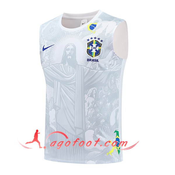 Training Debardeur Brésil Blanc/Gris 2025/2026