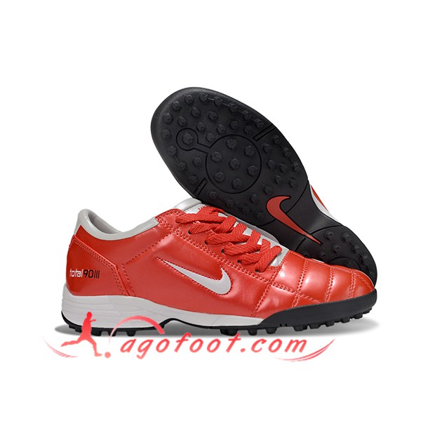 Nike Chaussures de Foot T90 TF Rouge/Gris