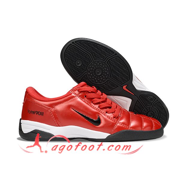 Nike Chaussures de Foot T90 IC Rouge/Noir -02