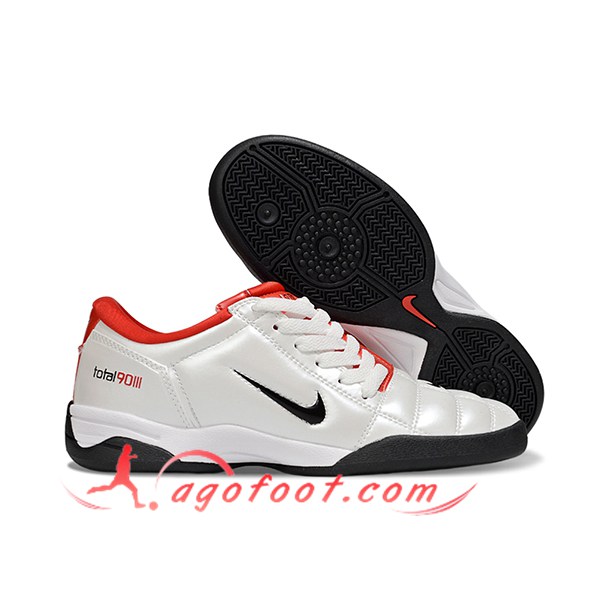 Nike Chaussures de Foot T90 IC Blanc/Rouge/Noir