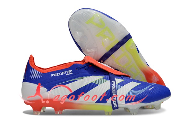 Adidas Chaussures de Foot 25 Predator Elite Tongue FG Bleu/Blanc/Orange