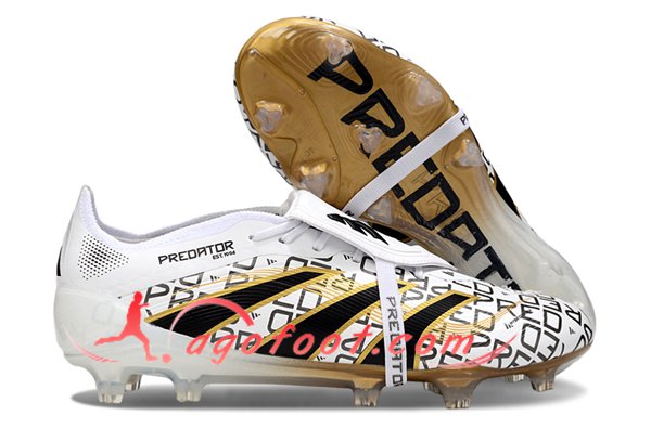 Adidas Chaussures de Foot 25 Predator Elite Tongue FG Blanc/Noir/Jaune