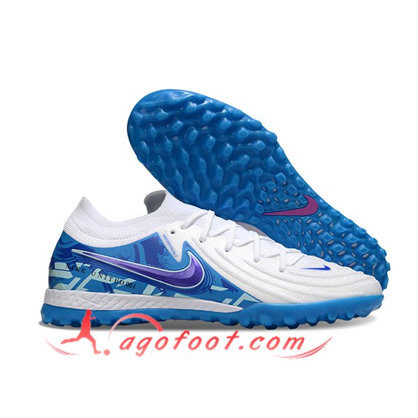 Nike Chaussures de Foot Phantom GX II EliteTF Blanc/Bleu/Pourpre
