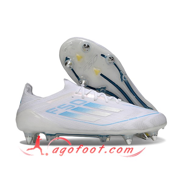 Adidas Chaussures de Foot F50 Elite SG Blanc/Bleu