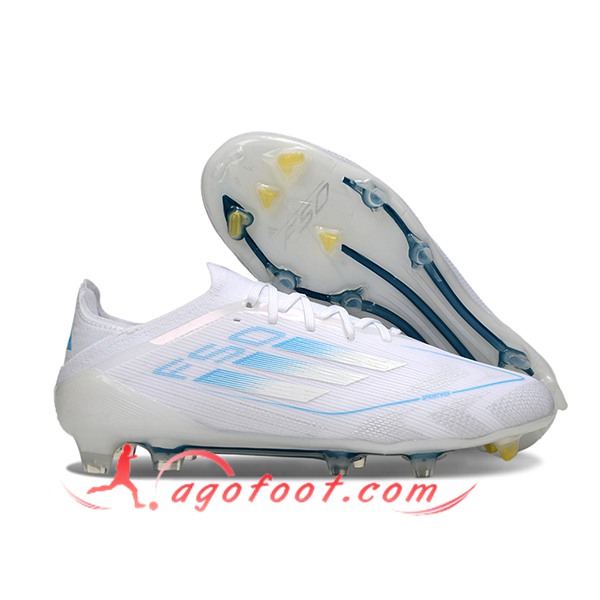 Adidas Chaussures de Foot F50 Elite FG Blanc/Bleu