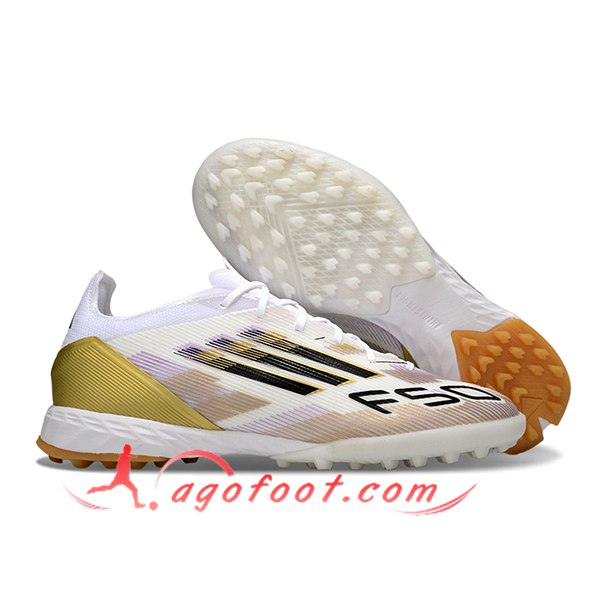 Adidas Chaussures de Foot F50 PRO TF Beige/Noir/Brun/Pourpre