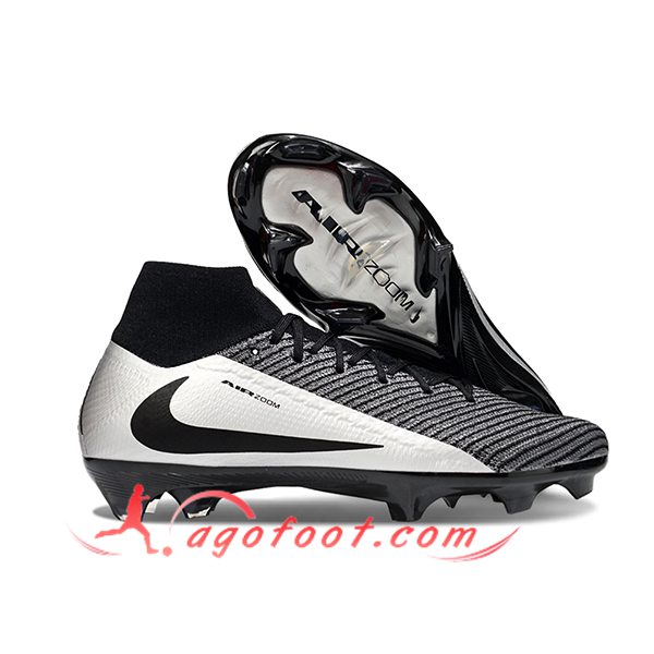 Nike Chaussures de Foot Air Zoom Mercurial Superfly IIX Elite FG Noir/Gris