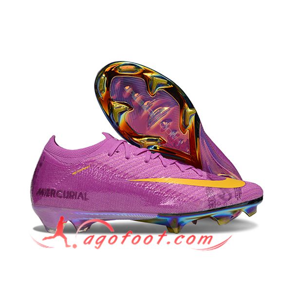 Nike Chaussures de Foot AIR Zoom Mercurial Vapor 16 Elite XXV FG Pourpre/Orange
