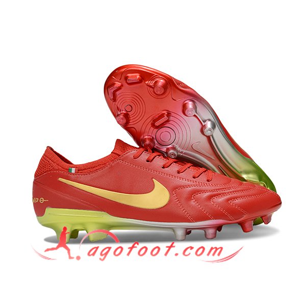 Nike Chaussures de Foot Tiempo Legend X Elite LUXE FG Rouge/Jaune