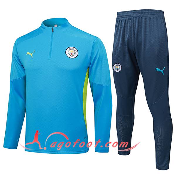 Ensemble Survetement de Foot Foot Manchester City Bleu/Vert 2025/2026