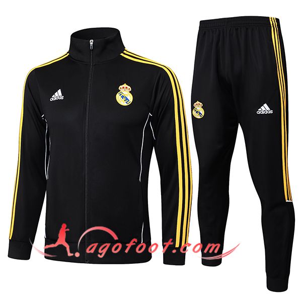 Ensemble Survetement de Foot Veste Foot Real Madrid Noir/Jaune 2025/2026