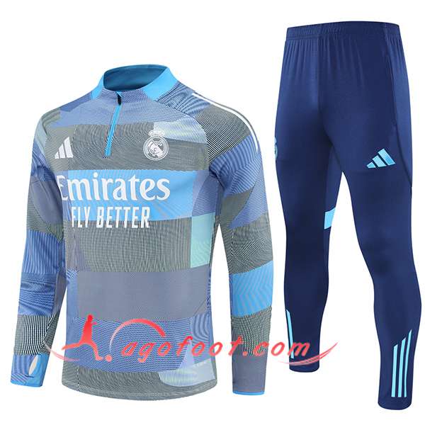 Ensemble Survetement de Foot Foot Real Madrid Bleu Clair 2025/2026