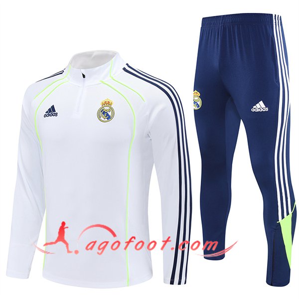 Ensemble Survetement de Foot Foot Real Madrid Blanc/Bleu/Vert 2025/2026