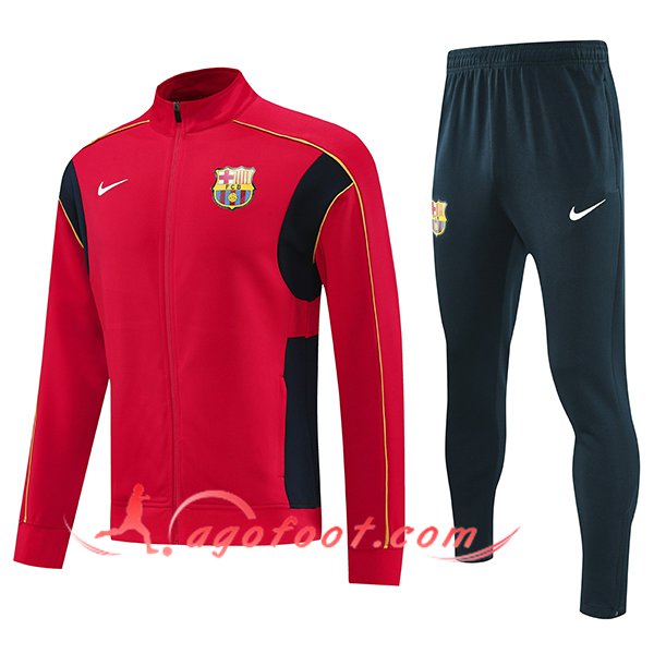 Ensemble Survetement de Foot Veste Foot FC Barcelone Rouge/Noir/Jaune 2025/2026