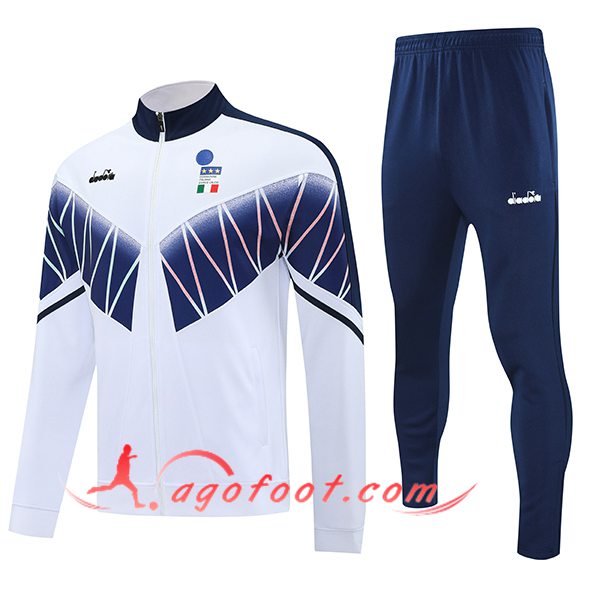 Ensemble Survetement de Foot Veste Foot Italie Blanc/Bleu 2025/2026
