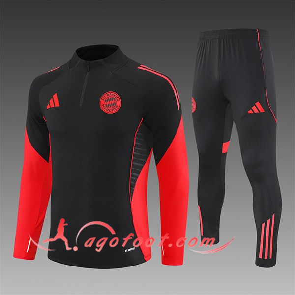 Ensemble Survetement de Foot Foot Bayern Munich Enfant Noir/Rouge 2025/2026