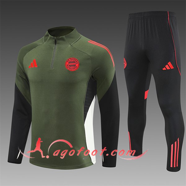 Ensemble Survetement de Foot Foot Bayern Munich Enfant Vert/Noir/Blanc/Rouge 2025/2026