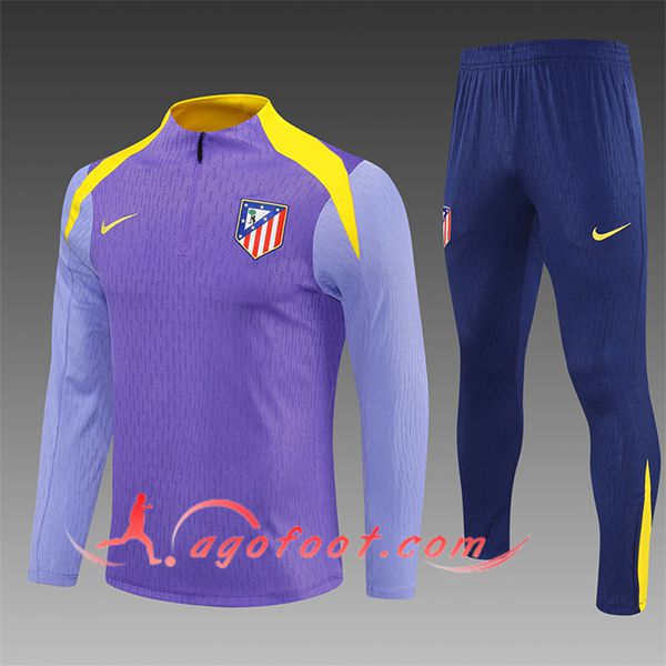 Ensemble Survetement de Foot Foot Atletico Madrid Enfant Pourpre/Jaune 2025/2026