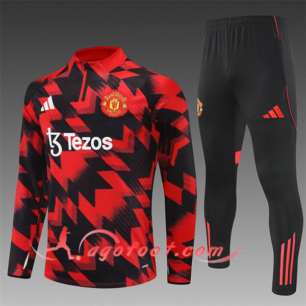 Ensemble Survetement de Foot Foot Manchester United Enfant Rouge/Noir 2025/2026