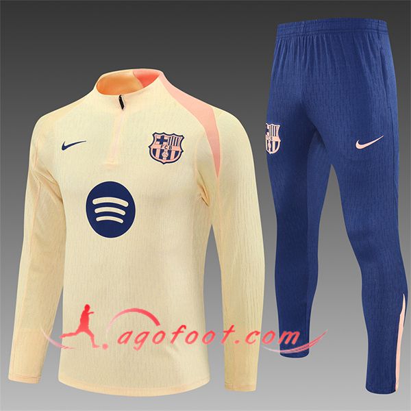 Ensemble Survetement de Foot Foot FC Barcelone Enfant Beige/Rose 2025/2026 -02