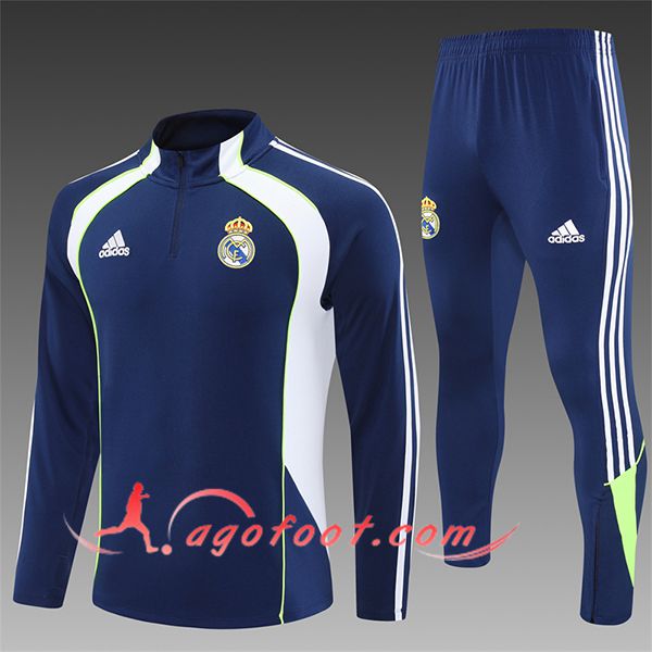 Ensemble Survetement de Foot Foot Real Madrid Enfant Bleu/Blanc/Vert 2025/2026