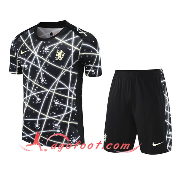 Ensemble Training T-Shirts FC Chelsea Enfant Noir/Blanc 2025/2026