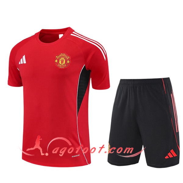 Ensemble Training T-Shirts Manchester United Enfant Rouge/Noir 2025/2026 -02
