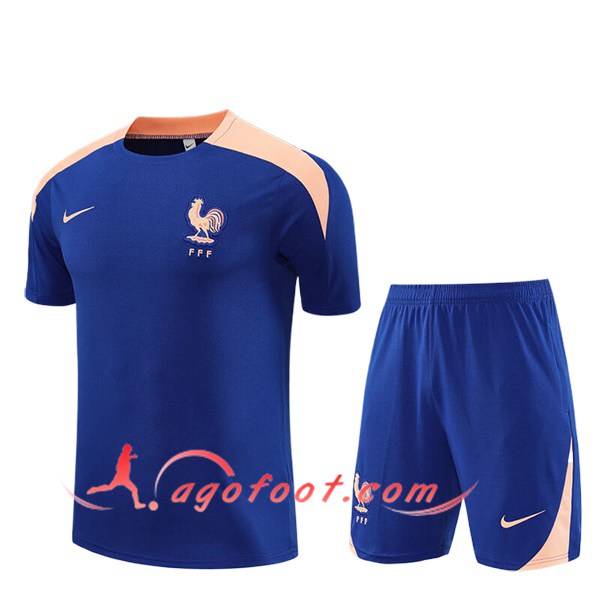 Ensemble Training T-Shirts France Enfant Bleu/Rose 2025/2026