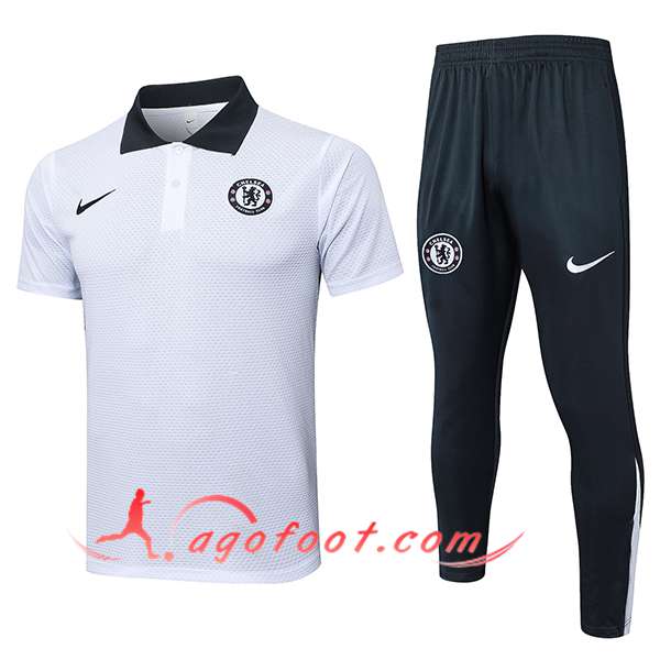 Ensemble Polo Foot FC Chelsea Blanc/Noir 2025/2026