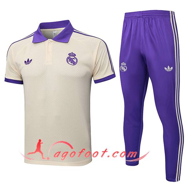 Ensemble Polo Foot Real Madrid Beige/Pourpre 2025/2026