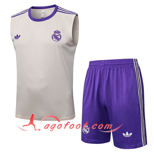 Ensemble Training Debardeurs Real Madrid Beige/Pourpre 2025/2026