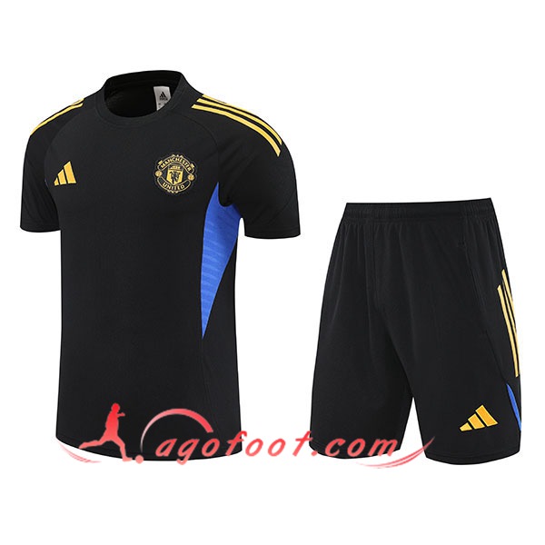 Ensemble Training T-Shirts Manchester United Noir/Jaune/Bleu 2025/2026 -02