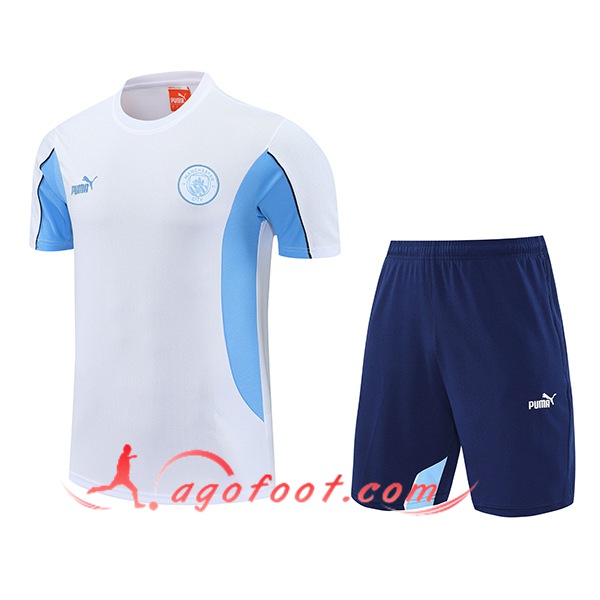 Ensemble Training T-Shirts Manchester City Blanc/Bleu 2025/2026