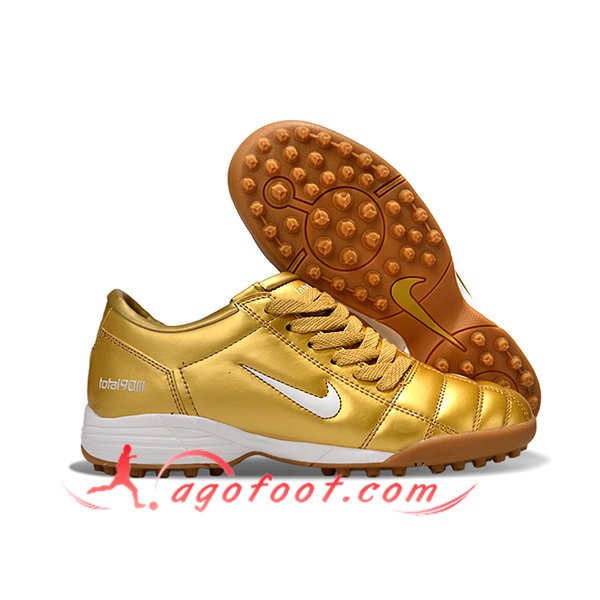Nike Chaussures de Foot T90 TF Jaune/Blanc