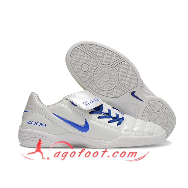 Nike Chaussures de Foot T90 TF Blanc/Bleu