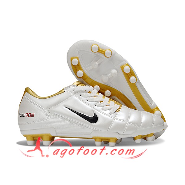 Nike Chaussures de Foot T90 FG Blanc/Jaune/Noir