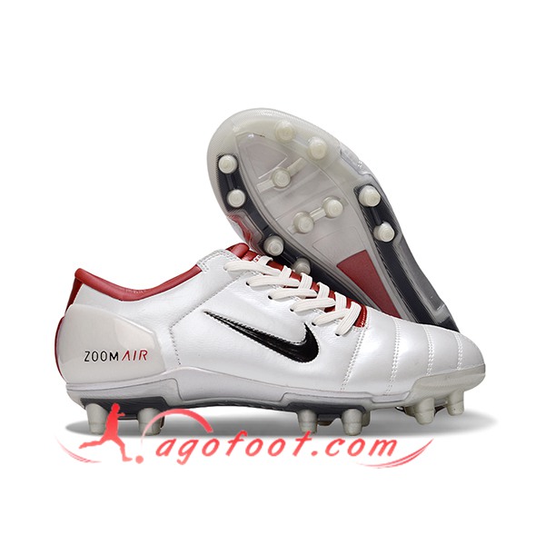 Nike Chaussures de Foot T90 FG Blanc/Rouge/Noir -02