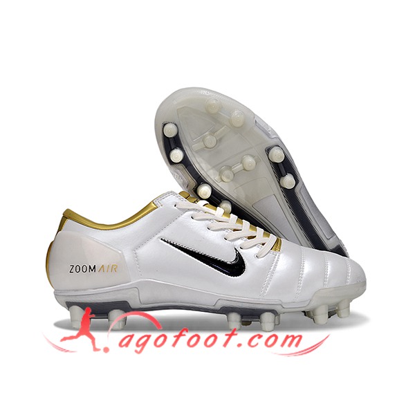 Nike Chaussures de Foot T90 FG Blanc/Jaune/Noir -02