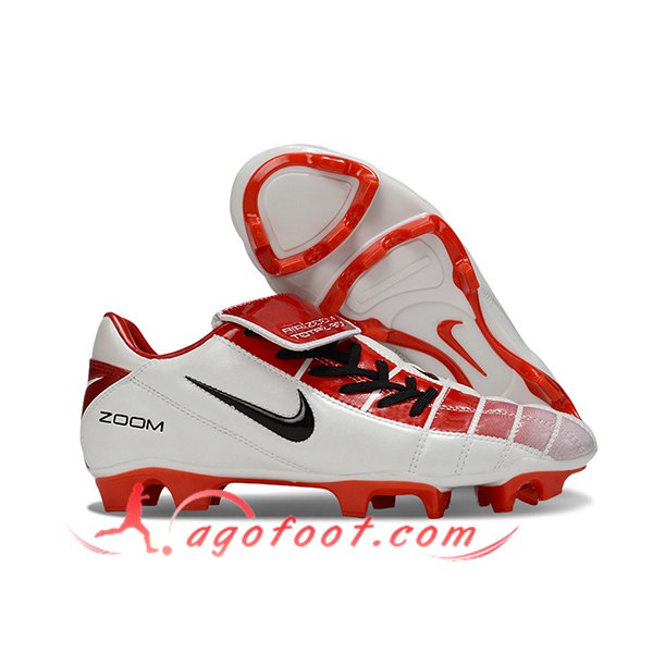 Nike Chaussures de Foot T90 FG Rouge/Blanc/Noir