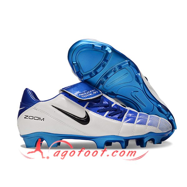Nike Chaussures de Foot T90 FG Bleu/Blanc/Noir