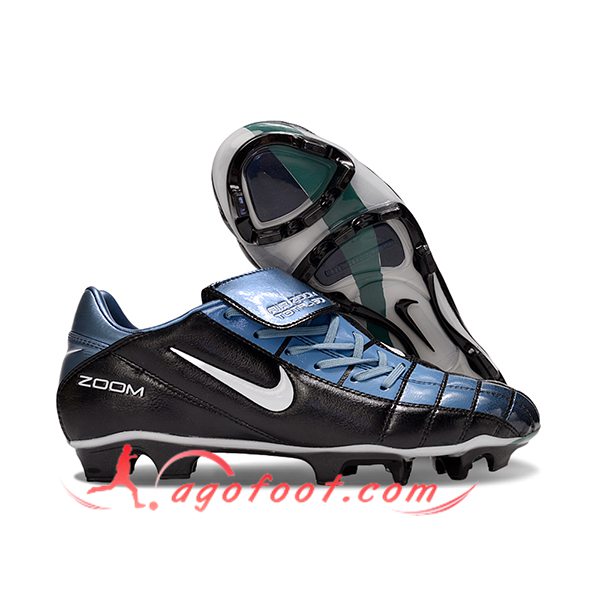 Nike Chaussures de Foot T90 FG Noir/Bleu/Blanc