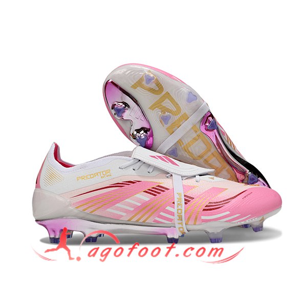 Adidas Chaussures de Foot 25 Predator Elite Tongue FG Rose/Blanc