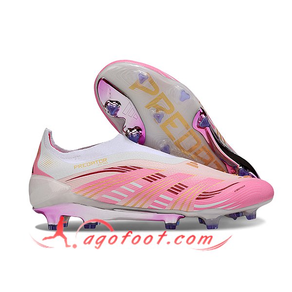 Adidas Chaussures de Foot 25 Predator Elite LL FG Rose/Blanc