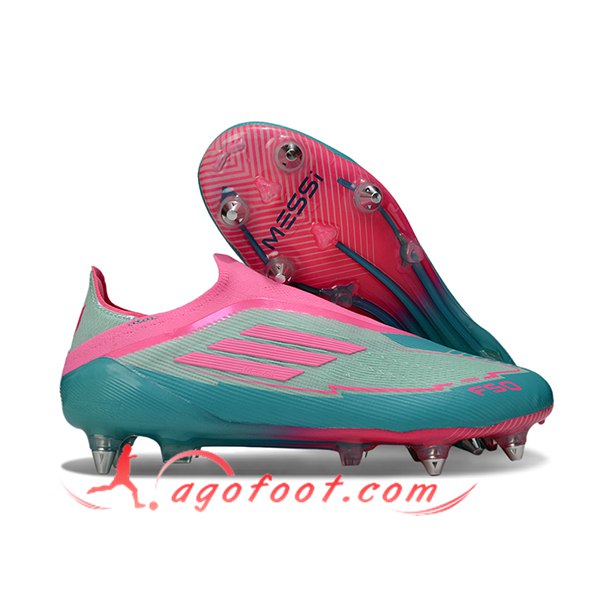 Adidas Chaussures de Foot F50 Elite Laceless SG Vert/Rose
