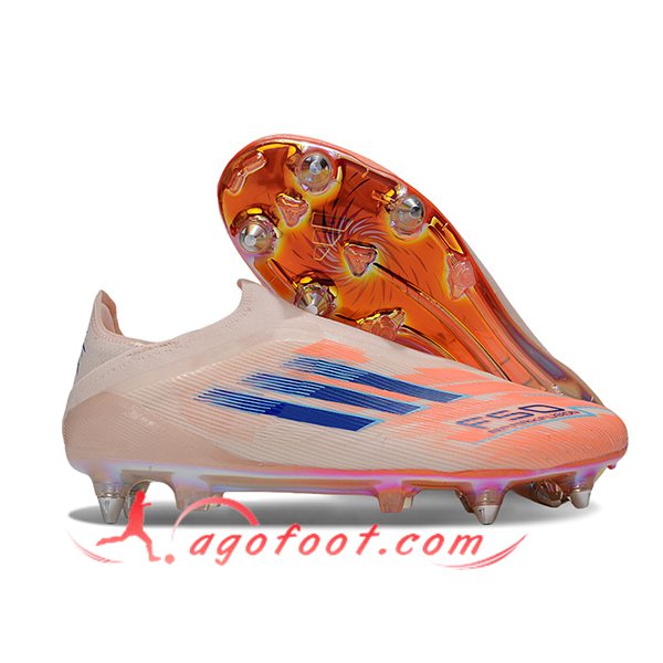 Adidas Chaussures de Foot F50 Elite Laceless SG Orange/Bleu