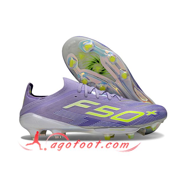 Adidas Chaussures de Foot F50+.1 FG Pourpre/Vert -02